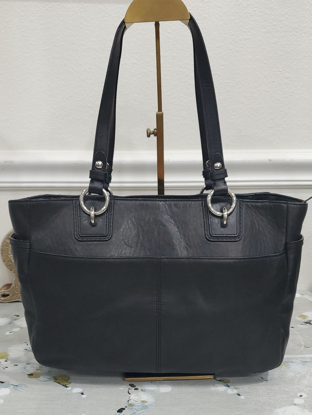 Coach Gallery East West Black Leather Tote - Picture 5 of 16